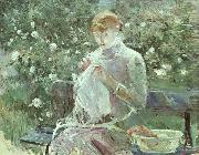 Berthe Morisot Young Woman Sewing in the Garden oil painting picture wholesale